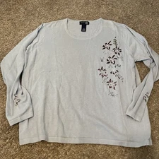 Vintage Venezia Jeans Blue Floral Pullover Sweater Lightweight 14/16 Y2K 90s