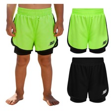 Kids Boys Trunks Waistband Hot Pants Hiking Running Shorts Workout Double-Layer