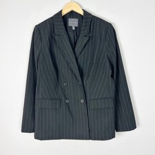 The Limited Black Pinstripe Double Breasted Blazer Jacket Size 10 Women's