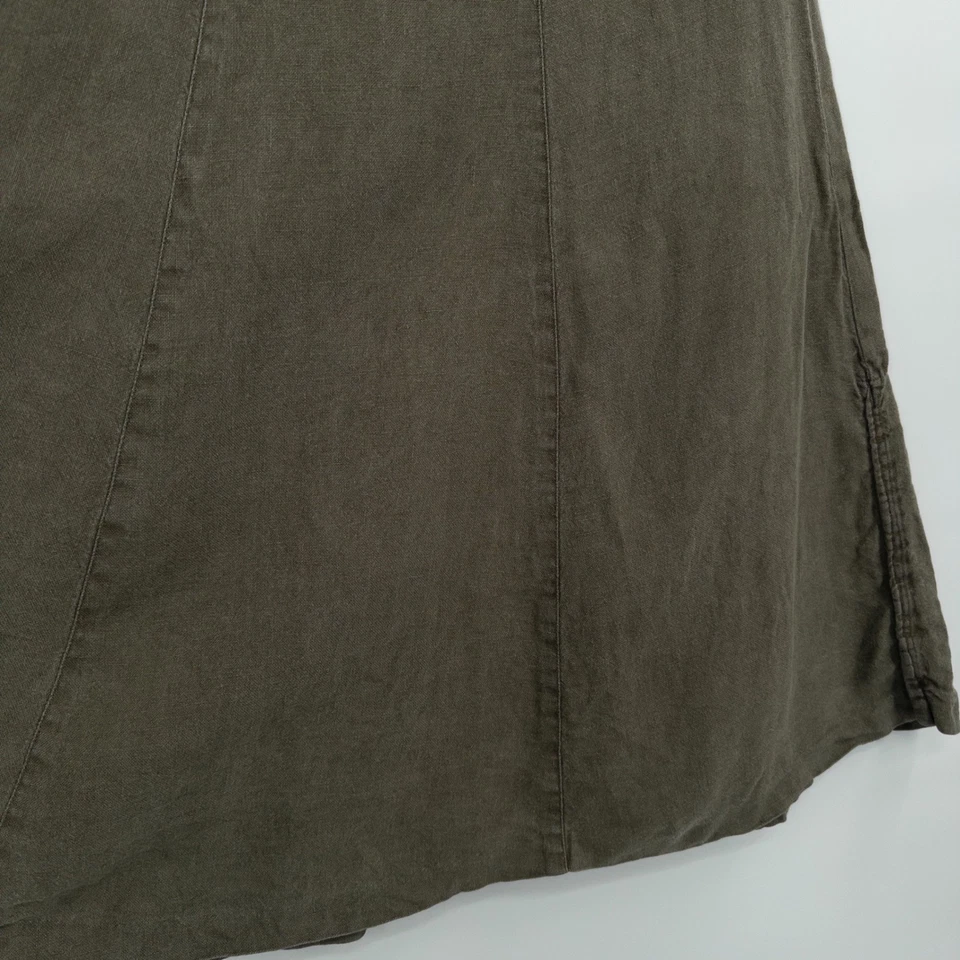 Falda midi de lino irlandés Y2K Talbots Petites talla 2 verde caqui terroso suave romántica Foto 3 de 4