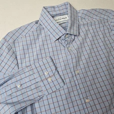 Mizzen Main Leeward Shirt Mens Small Trim Fit Blue Stretch Performance Button Up