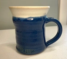 Hand Made Glazed Pottery Mug Blue w/ Snyder Photography Inc Stamp on Side Signed