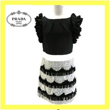 PRADA fringe lace dress F/S from Japan