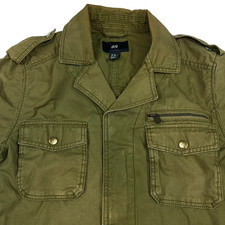 HM H and M Jacket WOMENS Fit is SMALL Olive Green Full Zip Lightweight 36R Flaws