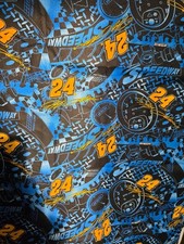  24 Jeff Gordon on Blue Cotton Fabric. Precut at 1Yd 25" x 44"