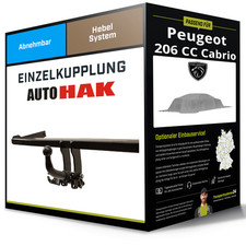 Abnehmbare Anhängerkupplung für PEUGEOT 206 CC Cabrio 00- Typ 2D Auto Hak NEU
