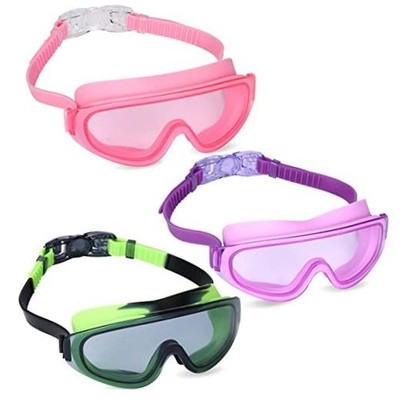 Theuzi 3 Pack Kids Swim Goggles, Swimming Glasses Purple, Pink, Green/Black