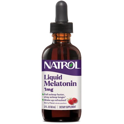Natrol Liquid Melatonin Sleep Support Drug Free Dietary Supplement 1 mg 2 Fl Oz