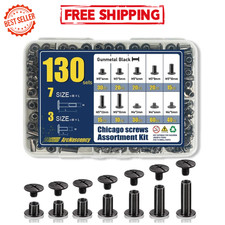 130Pc Chicago Screw Rivet Kit Gunmetal Black for Leather Belts Crafts