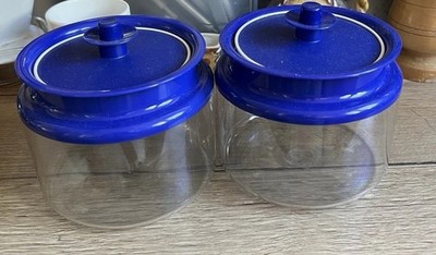 Tupperware 2x Panorama 1,2l Blau Klärchen Kaffeedose Kaffee Bonbon Tee Tupper