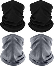 4 Pack Winter Neck Warmer, Neck Gaiter Ski for Men  Women, Soft Fleece Face Cov