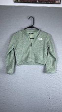 The North Face Jacket Girls XS 6 Green Fleece Cropped Full Zip Logo Outdoor