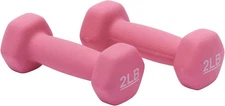 Amazon Basics Neoprene Dumbbell Hand Weights for Exercise and 2 pound, Pink 