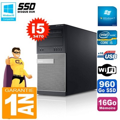PC Tour DELL 7010 Core I5-3470 RAM 16 Go Festplatte 960 Go SSD Wifi W7