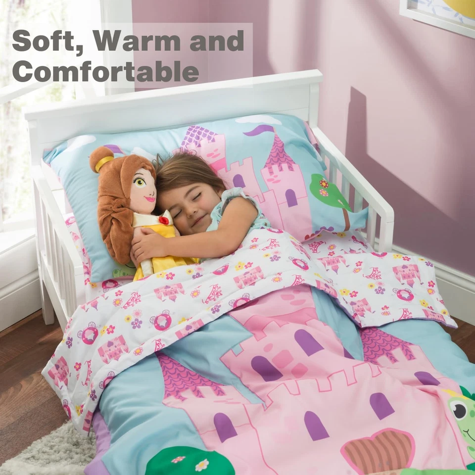 Juego de cama de princesa suave colorido de 4 piezas de microfibra Everyday Kids Toddler Princess Foto 3 de 4
