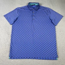 Greyson Polo Shirt Mens Large Blue Geometric Performance Stretch Golf Activewear