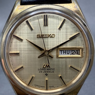 Seiko Lord Matic Watch Men 36mm Champagne Dial Gold Tone Daydate