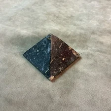 Carved rock stone Jasper marbled brown black pyramid paperweight 2” Size #14