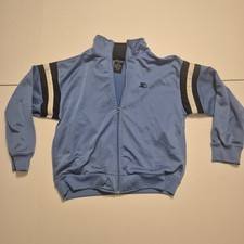 Kids Starter Fleece Full Zip Jacket Size 10/12 Boys Girls 1990s Striped Sleeves