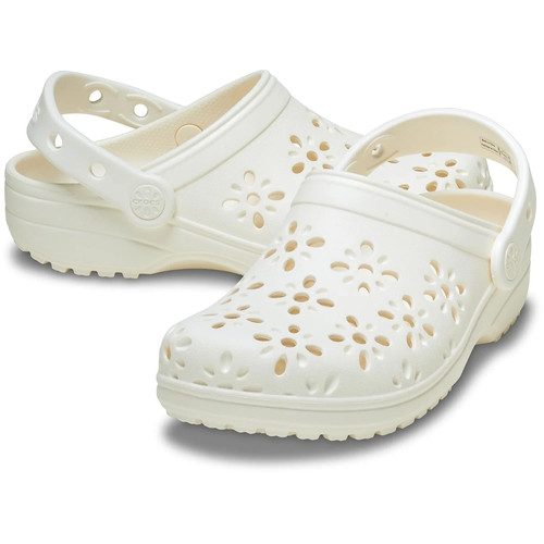 CROCS Classic Floral Cut-Out Clog 210927 Chalk WHITE NEW | eBay