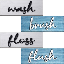 4 Pieces Farmhouse Bathroom Wall Decor Wash Signs Rustic Hanging Wooden Signs Pr