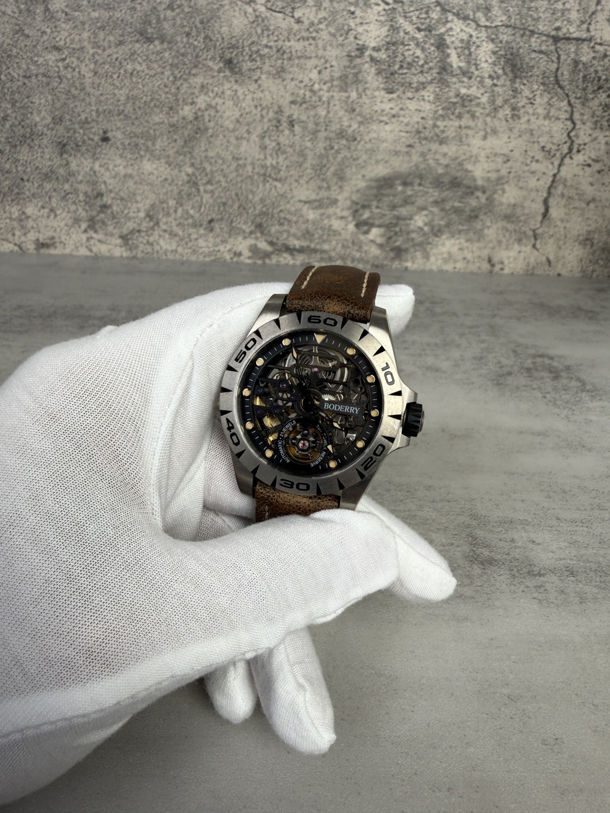 BODERRY Titanium Automatic Skeleton Mechanical Wa… - image 1