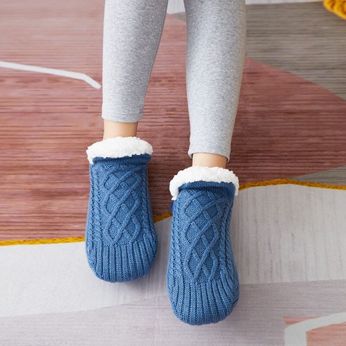 Women Men Winter Knit Thicken Fleece Lined Indoor Socks Warm Fuzzy Slipper Socks - Picture 13 of 25