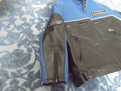Veste Moto En Cuir Italien MAX Pour Garçon - Taille M Noir/bleu - Occasion Excellent état - Fermeture Zip