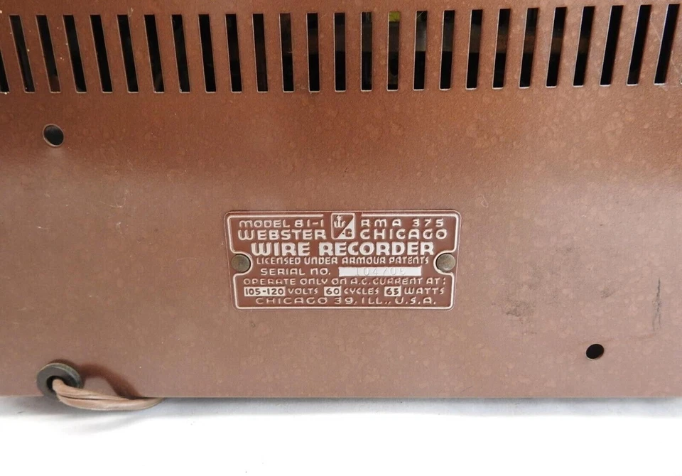 GRABADORA DE CABLES WEBSTER CHICAGO Modelo 81-1 AMA 375 PROBADA DE POTENCIA con 2 carretes nos Foto 4 de 4