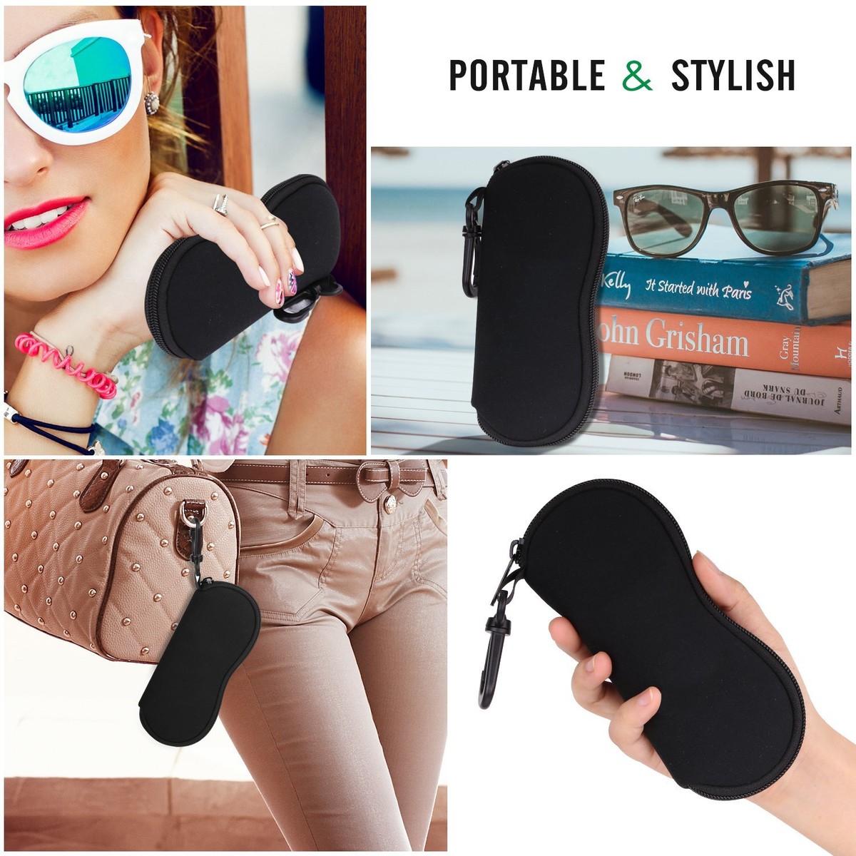 MoKo Custodia Occhiali In Neoprene - Portatile Con Clip, Leggera E Morbida Per Sole E Lettura - Foto 8