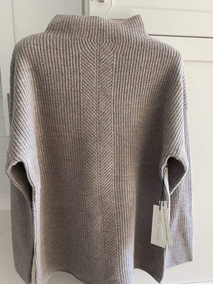 Rachel ZOE 100% Extrafine Merina WOOL Mock Neck SWEATER SIZE M