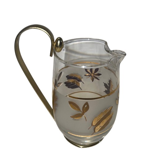 Vintage Libbey Glass Company Golden Foliage Glass Pitcher w/ Detachable Handle - Picture 3 of 7