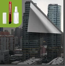 Window Film Privacy One Way Sun Blocking , Black-Silver 35.4''x196.8'' (3'x16')