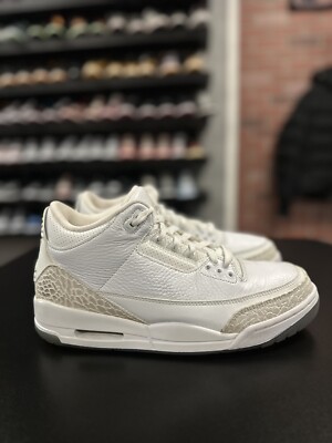 Air Jordan 3 Triple White Size 10 (Preowned, No Box) 2018 136064-111 Authentic