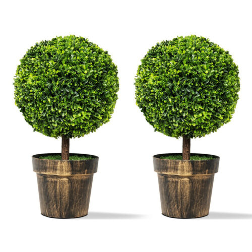 2PCS 22" Artificial Topiary Ball Tree Fake Boxwood Plant Home Office Decor - Picture 1 of 7