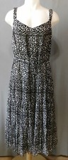 Nine West - sleeveless b&w sheer silk dress w side zipper & lining - size 12