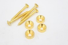 4x Fender Sized Gold Guitar Neck Bolt Screws w/ Ferrules - Ships from USA