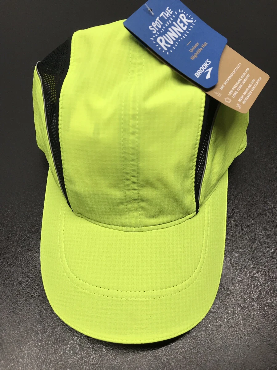 BROOKS Running NightLife Running Cap Hat Yellow Black Silver