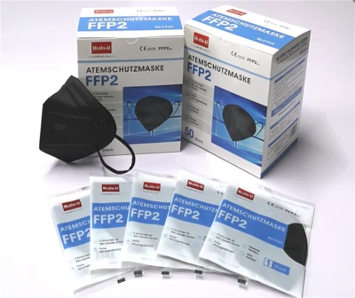 50  x FFP2 Maske Atemschutzmaske Schwarz Zertifiziert 5-Lagig Mundschutz CE0598 - Bild 1 von 4