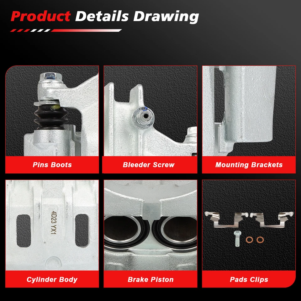 Pinzas de freno traseras y pastillas de cerámica de bajo polvo para Ford F-350 Super Duty 1999-2004 Foto 4 de 4