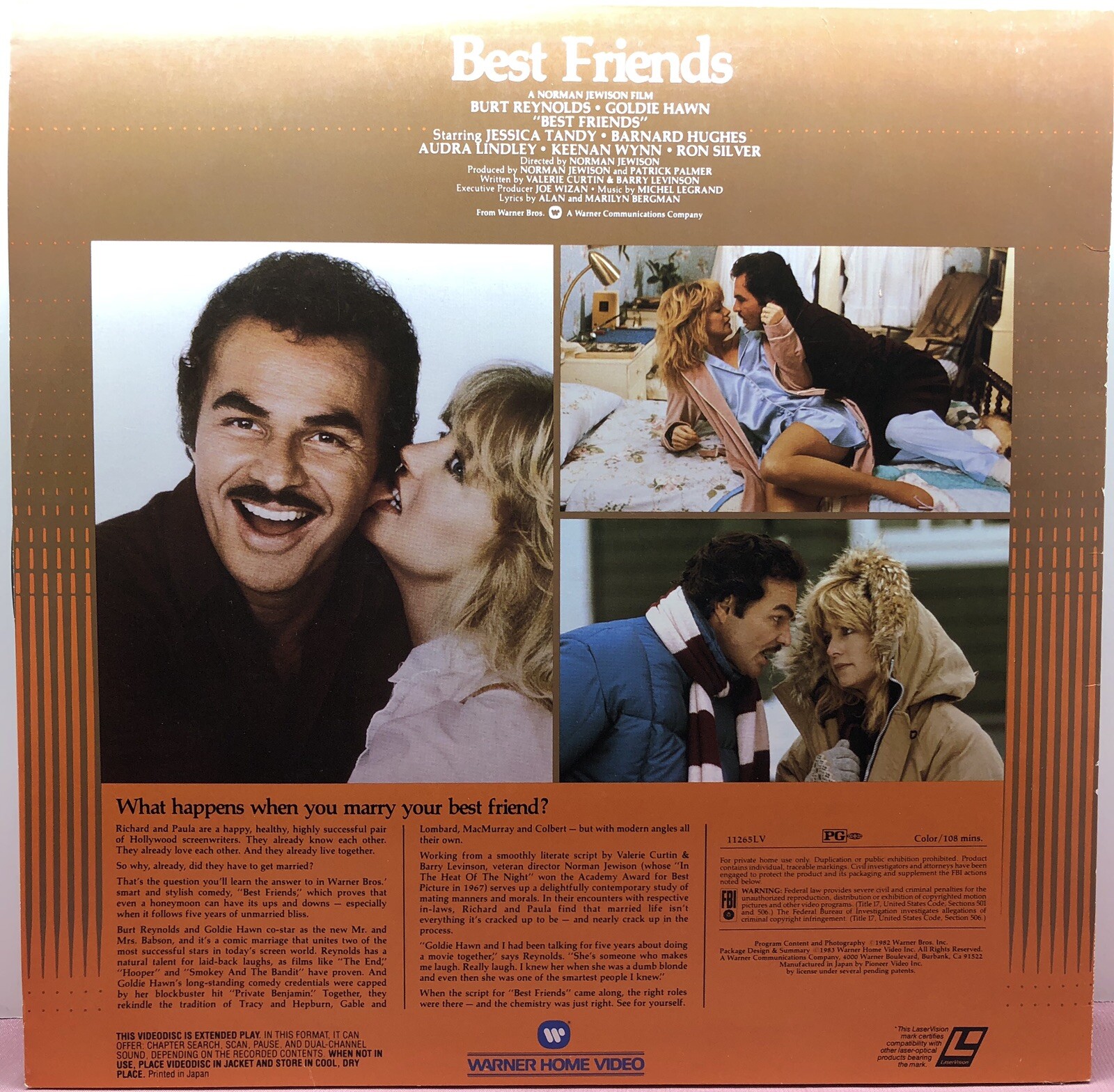 LD LASERDISC “Best Friends” Burt Reynolds Goldie Hawn Extended Play