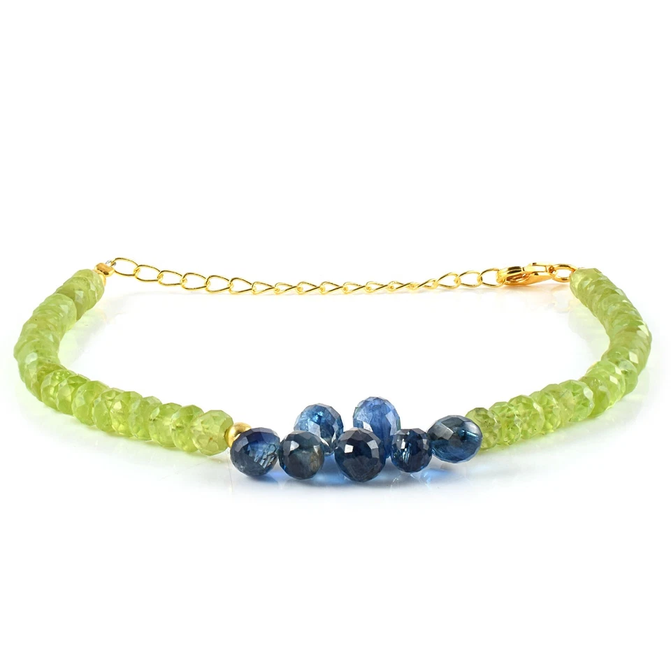 Natürlich Peridot & Kyanit Tropfen Perlen Handgemacht Kette Armband Geschenk Aa - Bild 4 von 4
