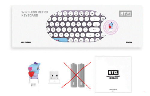 [BTS] BT21 Retro Wireless Keyboard with Character figure Keycap Royche Keyboard - Picture 5 of 16