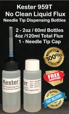 120ml / 4oz KESTER 959T NO CLEAN LIQUID FLUX NEEDLE TIP DISPENSING BOTTLES