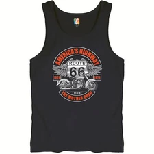 America's Highway The Mother Road Tank Top Route 66 Biker Motorcycle Men's Top