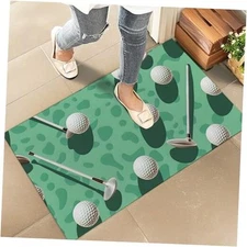 Golf Balls and Clubs Indoor Door Mat – Stylish 17x29.5in Non-Woven Fabric 