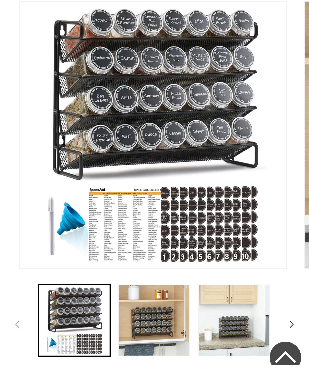 Spaceaid 4 Tier Spice Rack Organizer with 28 Glass Spice Jars, 386 Spice Labels