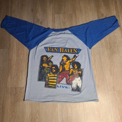 Rare Van Halen Live! Concert Raglan Baseball Tee La 1980s vintage concert t-shirt, vintage, size L, single stitch, B+ condition