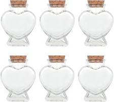 Decorative Glass Bottles W/ Cork Stoppers 80 ml Heart-Shaped Bottles / 6 Pcs