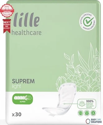 Lille Healthcare Suprem Light - Super - 1 Pack of 30 - Incontinence Pads